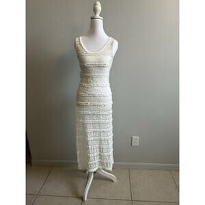Women’s Dress Maxi Coverup Tank Ivory bodycon Long Beach See Through Lace Fairy